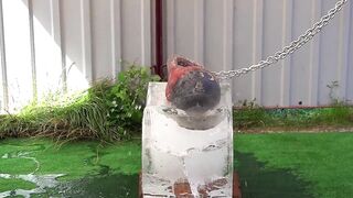 EXPERIMENT Glowing 1100 degree KETTLEBELL vs GIAN BLOK of ICE