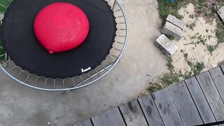 EXPERIMENT: GIANT BALOON on TRAMPOLINE vs WATERMELON