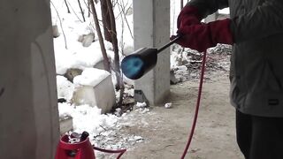 EXPERIMENT: FLAMETHROWER VS GIANT BLOCK OF ICE