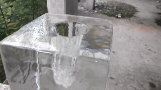 EXPERIMENT: FIRECRACKER VS GIANT ICE BLOCK!