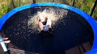 JUST NEVER JUMP ON A GIANT ORBEEZ BALLOON LYING ON A TRAMPOLINE