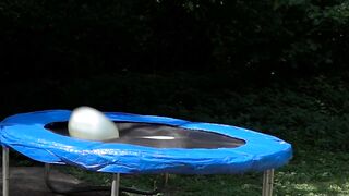 10 KILOGRAM WATER STRESS BALL ON THE TRAMPOLINE FROM THE 40TY METER TOWER! WHAT CAN GO WRONG?
