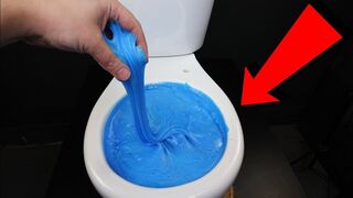 Will it Flush? Blue Glitter Slime!