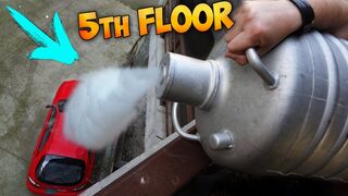 POURING 5 GALLONS OF LIQUID NITROGEN ON MY CAR FROM FIFTH FLOOR!!!