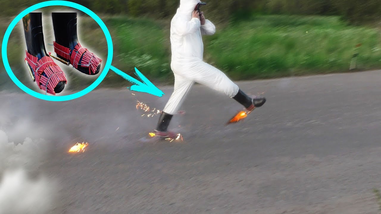 FIRECRACKER ROCKET BOOTS! 100 MPH RUN!