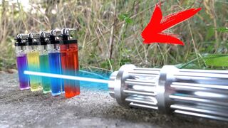 FIRE EXPERIMENT: Lighters VS. Power Laser