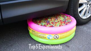 Crushing Crunchy & Soft Things by Car! EXPERIMENT: Car vs Orbeez in Pool