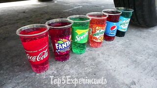 EXPERIMENT: Car vs Coca Cola, Fanta, Mirinda Balloons | Crushing Crunchy & Soft Things by Car!