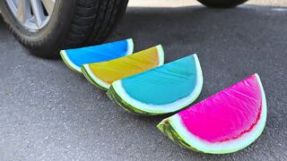 EXPERIMENT: Car vs Watermelon Rainbow Jelly | Crushing Crunchy & Soft Things by Car!