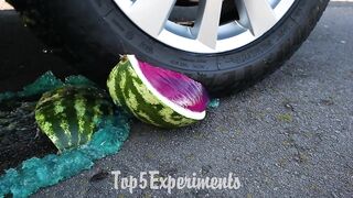 EXPERIMENT: Car vs Watermelon Rainbow Jelly | Crushing Crunchy & Soft Things by Car!