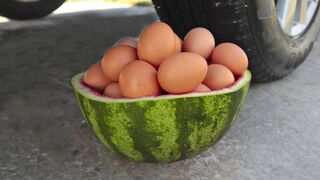 Experiment: Car vs EGGS IN WATERMELON | Crushing Crunchy & Soft Things by Car!