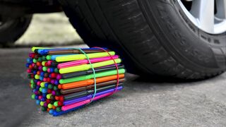 Experiment: Car vs 100 Colors Pens 
