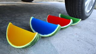 Experiment: Car vs Watermelon Rainbow Jelly 