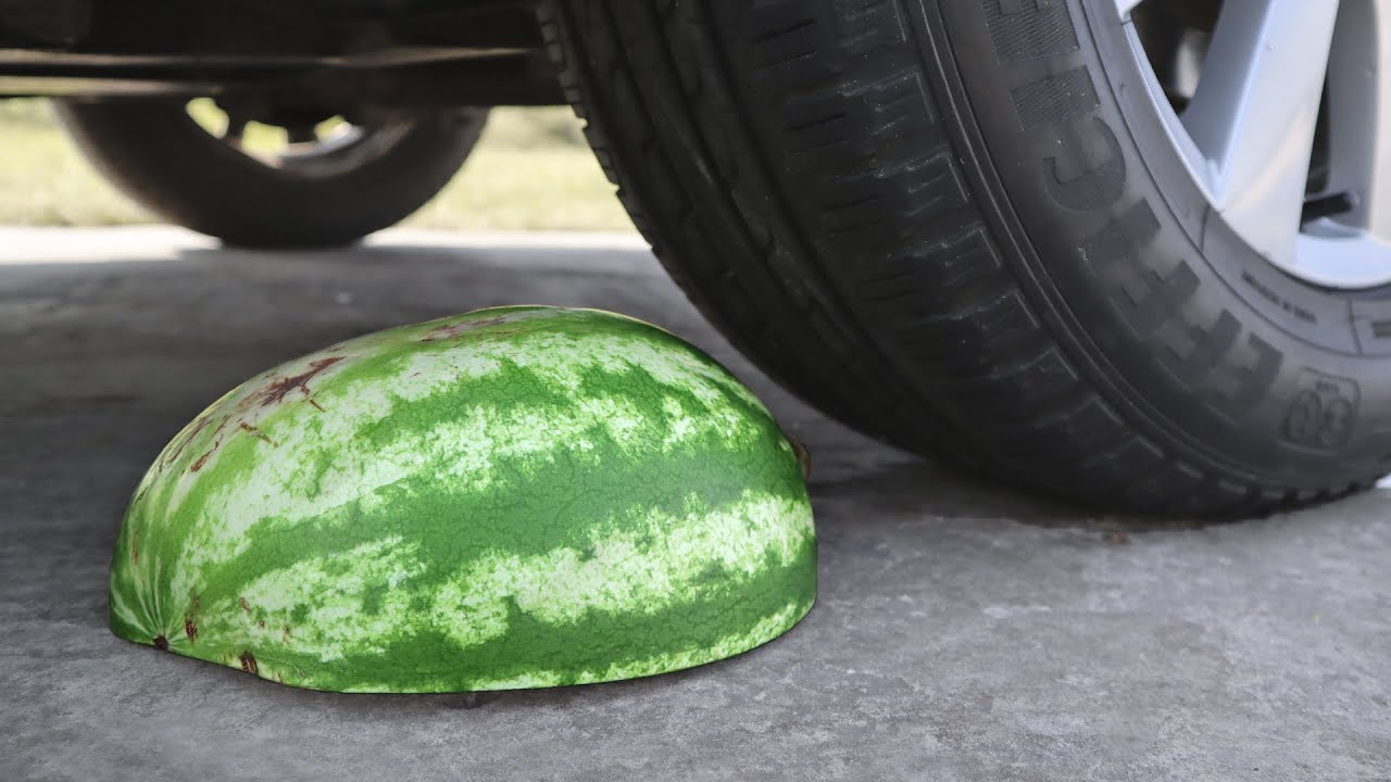 Experiment Car vs Half a WATERMELON