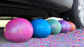 Experiment: Car vs Orbeez in Color Balloons 
