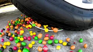 Experiment Car vs M&M Candy Plate | Crushing Crunchy & Soft Things by Car!