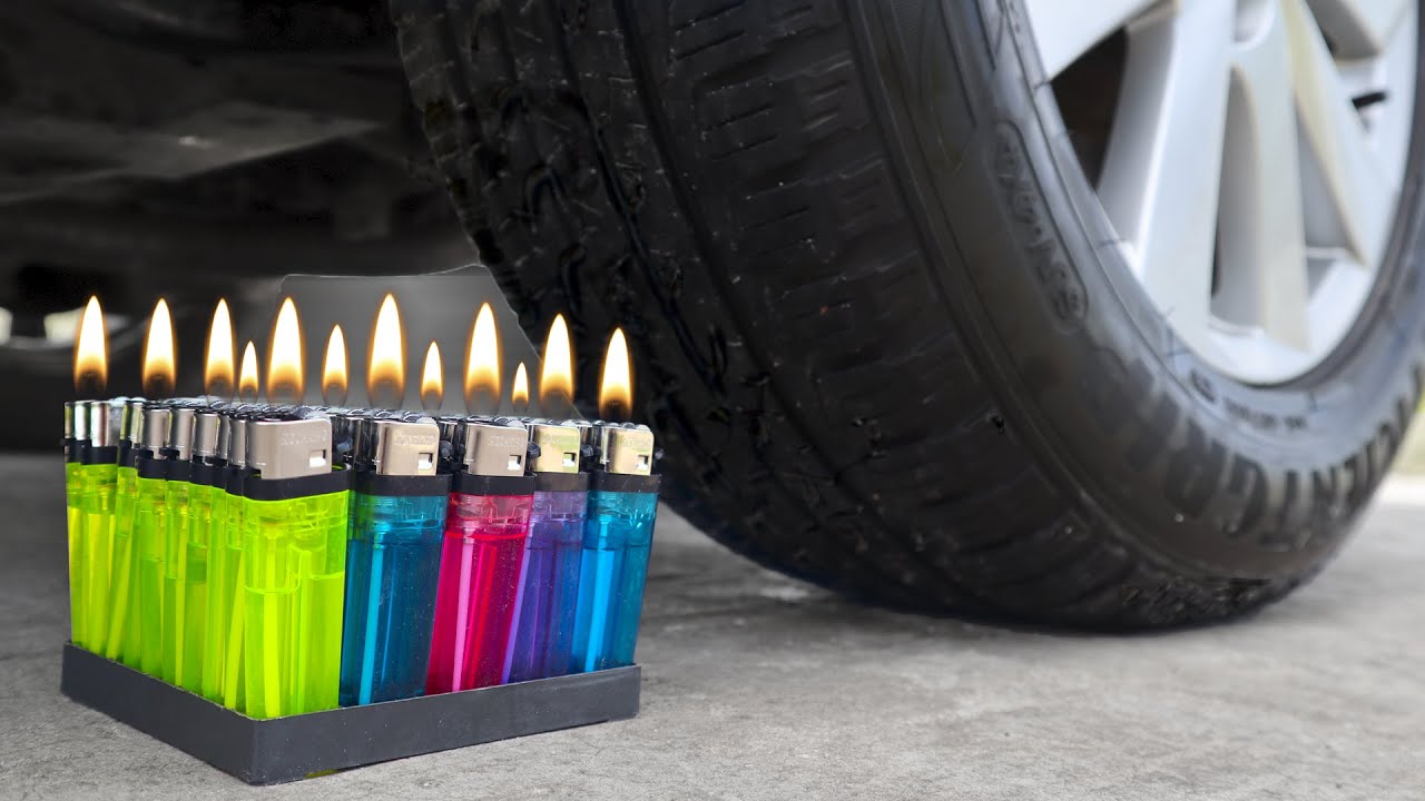 Experiment Car vs Lighters Crushing Crunchy & Soft Things by Car