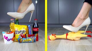 Crushing Crunchy & Soft Things. EXPERIMENT: Shoes vs Candy & Sushi