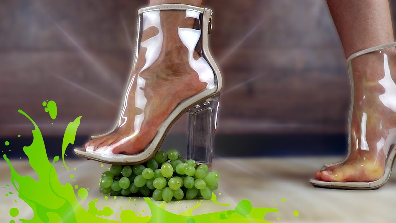 Crushing Crunchy & Soft Things by Shoes. Experiment Transparent Shoes