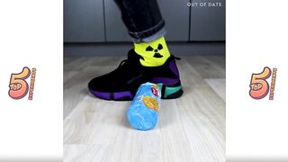 Crushing Crunchy & Soft Things by Shoes Experiment sneakers vs Fruits