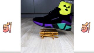 Crushing Crunchy & Soft Things by Shoes Experiment sneakers vs Fruits