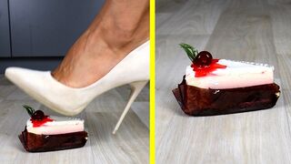 Crushing Crunchy & Soft Things by Shoes. Experiment: Shoes vs Food (Cake, Ice Cream & Jelly)