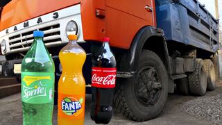 Experiment Truck vs Coca Cola, Fanta & Sprite | Crushing Crunchy & Soft Things by Car!