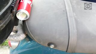 EXPERIMENT COCA COLA CAN IN 100°C MOTORCYCLE EXHAUST