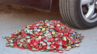 EXPERIMENT Car vs 1000 BOTTLE CAPS Crushing Crunchy & Soft Things by Car