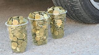 EXPERIMENT CAR vs $1000 COINS Crushing Crunchy & Soft Things by Car