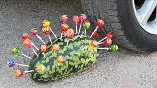 YOU MUST SEE THIS! Car vs YELLOW WATERMELON & Lollipops Crushing Crunchy & Soft Things by Car