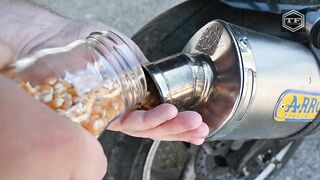EXPERIMENT MAKING POPCORN WITH A MOTORCYCLE EXHAUST