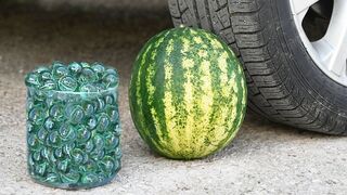 EXPERIMENT Car vs WATERMELON vs MARBLES Crushing Crunchy & Soft Things by Car