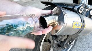 EXPERIMENT 100 MARBLES in MOTORCYCLE EXHAUST