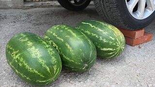 EXPERIMENT Car vs 3 WATERMELONS Crushing Crunchy & Soft Things by Car