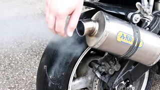 EXPERIMENT EGGS IN MOTORCYCLE EXHAUST