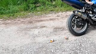 EXPERIMENT EGGS in MOTORCYCLE EXHAUST