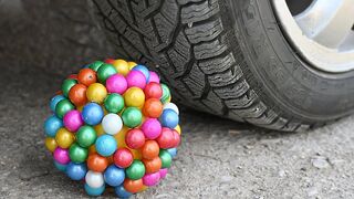 EXPERIMENT Car vs M&M Ball Crushing Crunchy & Soft Things by Car!