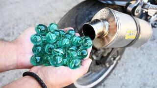 EXPERIMENT 100 BIG MARBLES  in MOTORCYCLE EXHAUST