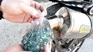 EXPERIMENT 100 MARBLES in MOTORCYCLE EXHAUST