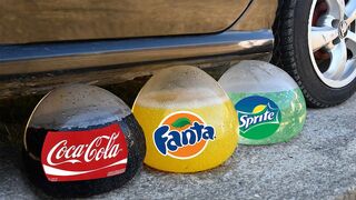 EXPERIMENT Car vs Coca Cola Fanta Sprite Balloons