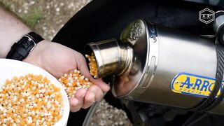 EXPERIMENT MAKING POPCORN IN MOTORCYCLE EXHAUST
