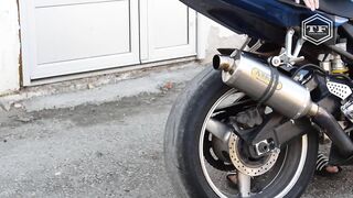 EXPERIMENT SLIMES in MOTORCYCLE EXHAUST