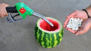 EXPERIMENT GASOLINE & MENTOS IN WATERMELON