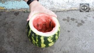 EXPERIMENT GASOLINE & MENTOS IN WATERMELON