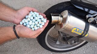 EXPERIMENT 100 WHITE MARBLES  in MOTORCYCLE EXHAUST