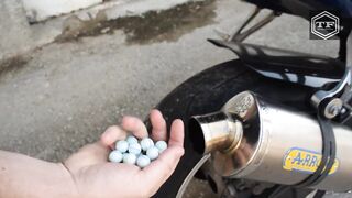 EXPERIMENT 100 WHITE MARBLES  in MOTORCYCLE EXHAUST