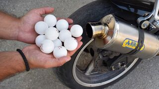 EXPERIMENT PING PONG BALLS in MOTORCYCLE EXHAUST