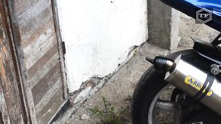 EXPERIMENT MOTORCYCLE EXHAUST AS MINIGUN WITH AIRSOFT BBs