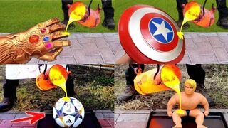 Best of Compilation! Lava vs Stretch Armstrong, Captain America's SHIELD, THANOS Infinity Gauntl